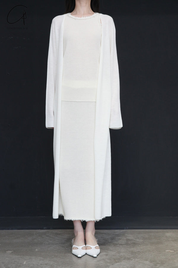 SWAYING/KNIT seamless long cardigan SW24SS1T85 off-white PS78